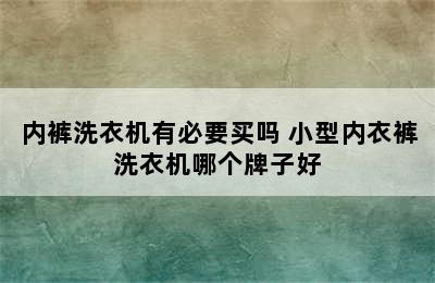 内裤洗衣机有必要买吗 小型内衣裤洗衣机哪个牌子好